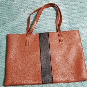 Brown and black tote